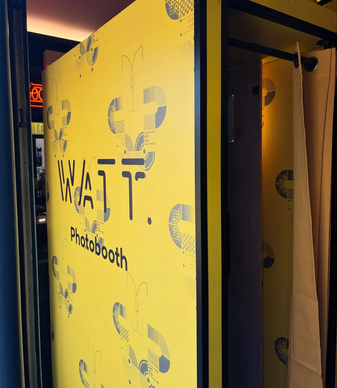 Custom-wrapped Snap Heaven photobooth at Watt Bar